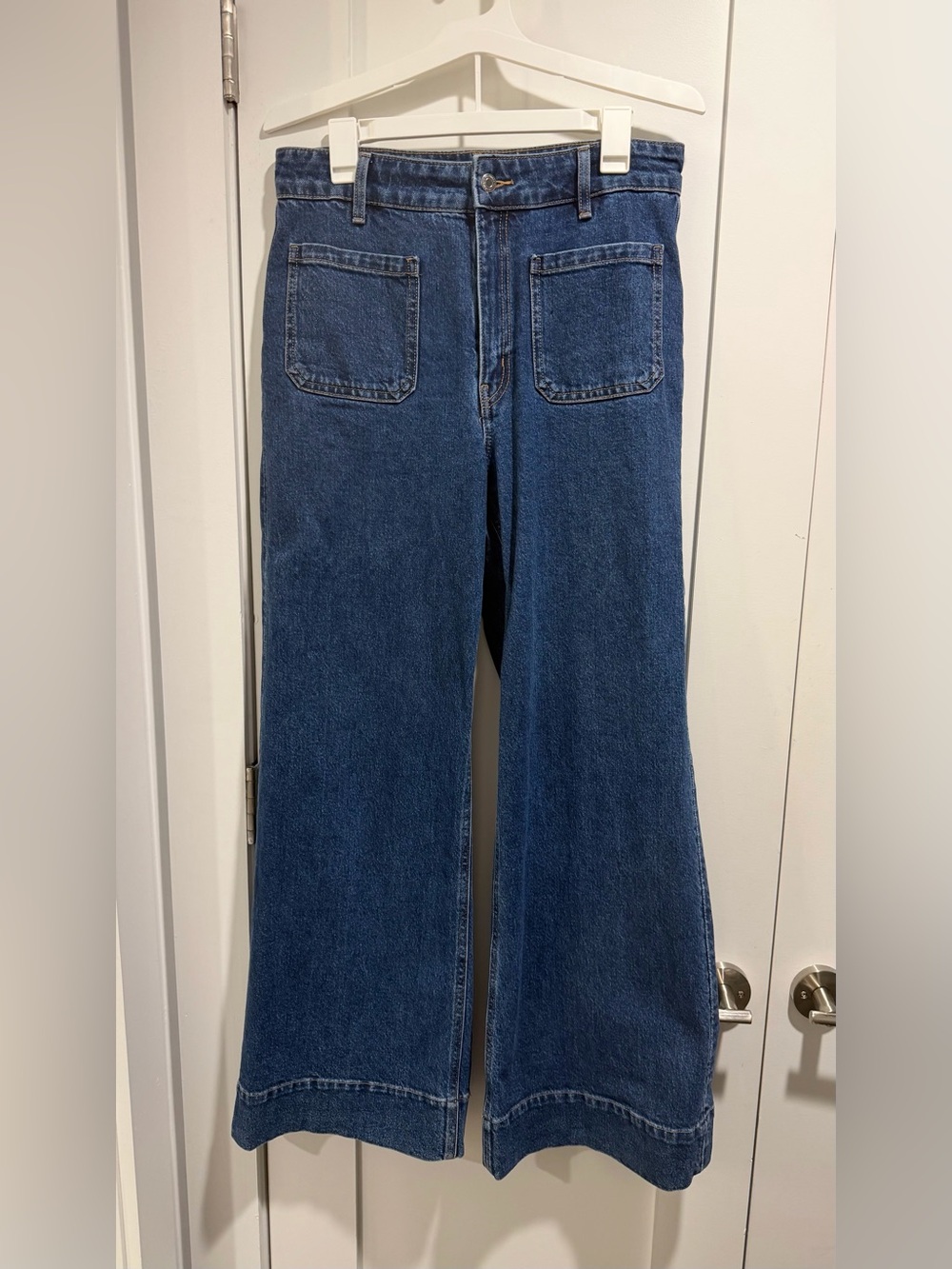 H&M Dark Blue Wide-Leg High-Rise Jeans